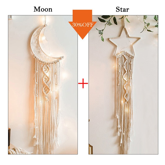 Star & Moon Macrame Dream Catcher