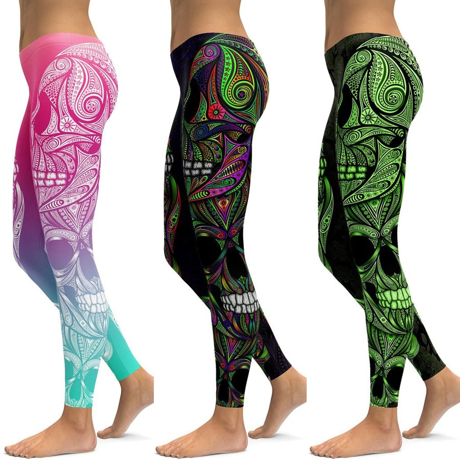 Ornamental Skull Leggings Yoga Pants